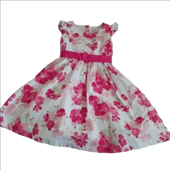 Gymboree Girls Size 7 White Pink Floral Cotton Dress - Picture 4 of 12